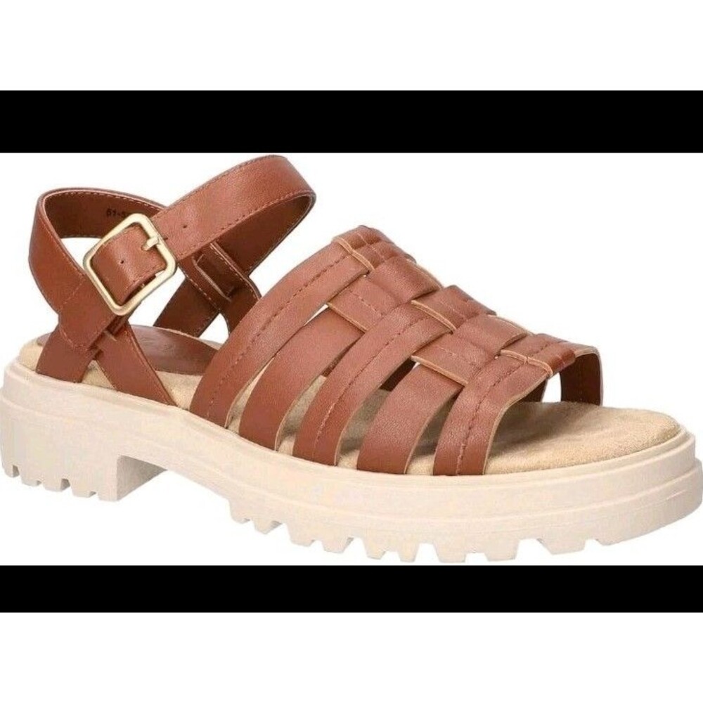 Sz 6.5 - Bella Vita Women's Loni Flat Sandal, Dark Tan Leather NIB